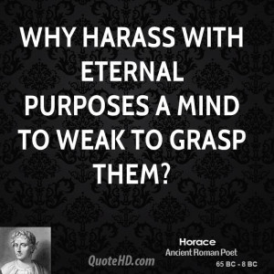 Why harass with eternal purposes a mind to weak to grasp them?