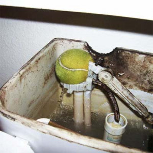 grocery bag used to repair a toilet filler valve