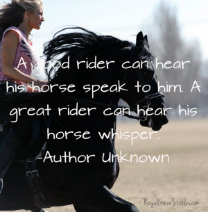 ... Speak To Him A Great Rider Can Hear His Horse Whisper - Animal Quote