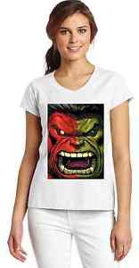 ... Two-Tone-Color-Red-Green-Womens-White-Vneck-T-shirt-Funny-Smart-Quote