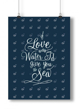 Digital Download Love is Water Quote with whales