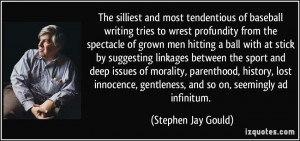 and most tendentious of baseball writing tries to wrest profundity ...