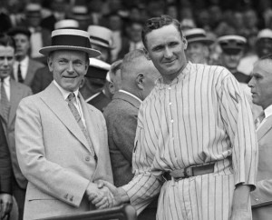 President Calvin Coolidge shakes hands with the great pitcher Walter ...