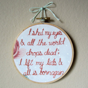 Sylvia Plath quote, hand embroidery, 5