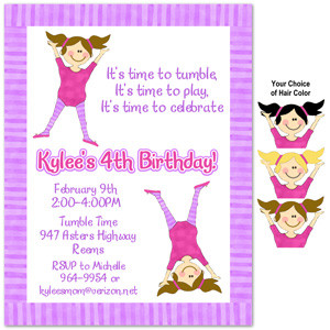 Gymnastics Birthday Party Invitations Template