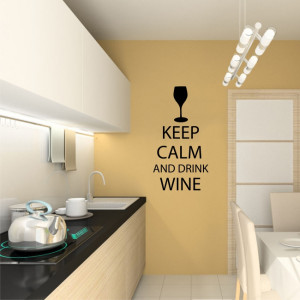 ... KEEP CALM DRINK WINE wall quotes kitchen living room lounge wall decal
