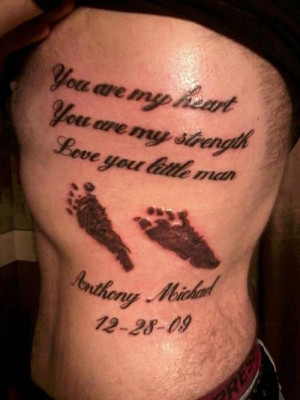 Rib Side Memorial Foot Prints Tattoos