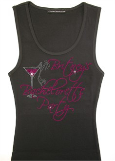 ... Bachelorette Party Rhinestone Tank or Tee with Martini and Shoe