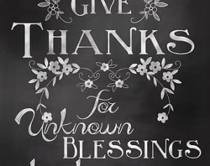 Give Thanks Quote Chalkboard Art Si gn Poster - Digital Print ...
