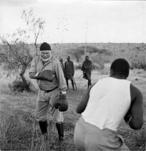 Ernest Hemingway boxing in Africa