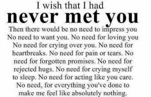 wish that i never met you..