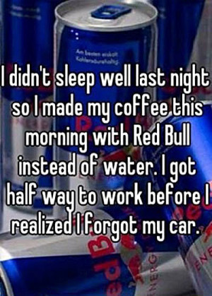 Making coffee with Red Bull…