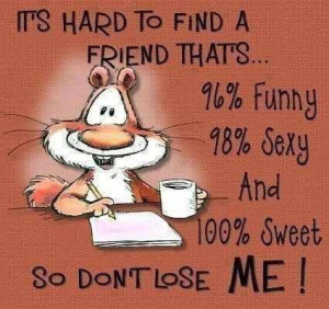 ... friend that’s 96% funny ,98% sexy and 100% sweet so don’t lose me