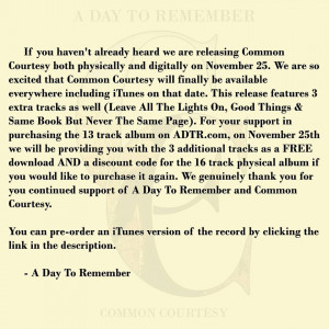 Day To Remember Offer Discount For ‘Common Courtesy’ Deluxe