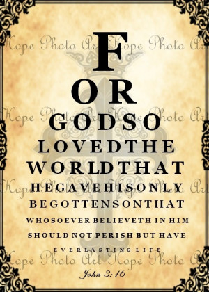 For God So Loved Eye Chart 5x7 Collage - Cross Bible Verse John 316 ...