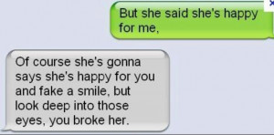 broke, fake, happy, love, quote, quotes, she, smile, you broke her.