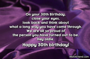 On your 30th Birthday, close your eyes, look back and think about what ...