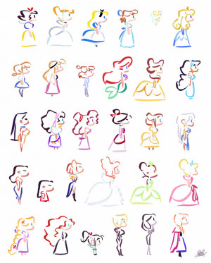Disney Heroines Simple Lines by princekido