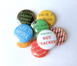 Buddy the Elf Quotes Pinback Button Set (Full Set of 8) Funny ...