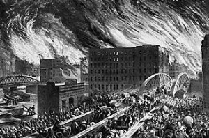 The Rush for Life Over the Randolph Street Bridge, 1871 (Harper's ...