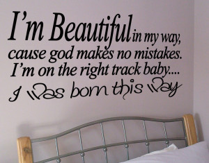 WALL ART BORN THIS WAY LADY GAGA QUOTE DECAL STICKER VINYL DECORATION ...