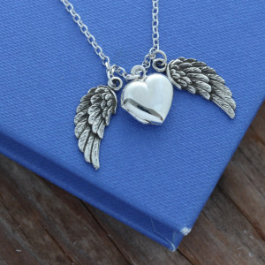 Locket, Angel Wing Necklace, Sterling Silver Locket Angel Wing ...