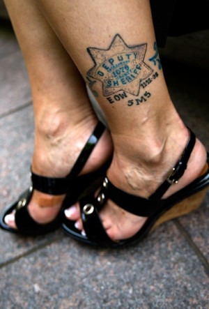 Deputy Sheriff Badge Tattoo Above Ankle