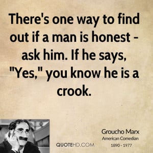 There's one way to find out if a man is honest - ask him. If he says ...