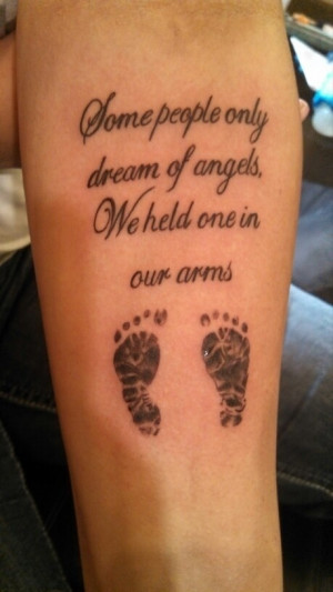 Memorial Foot Prints Tattoo On Forearm