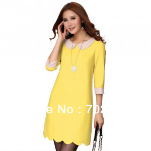 Autumn New Fashion 2013 Korean Style Peter Pan Collar Color Block