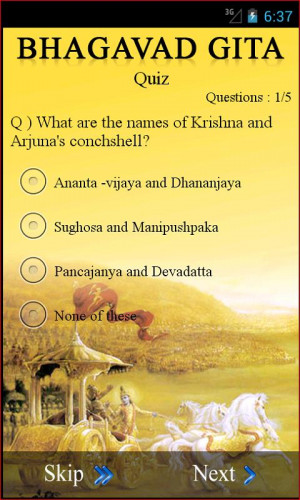 Bhagavad Gita Quiz is an app that lets you access to read the 18 ...