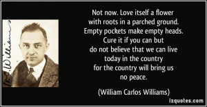 ... for the country will bring us no peace. - William Carlos Williams