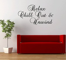 Relax chill out and unwind wall sticker quote vinyl decal mural family ...