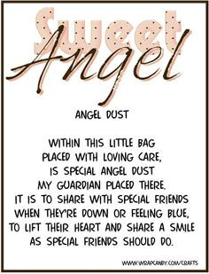 free angel poems glitter angel dust poem gift wrapcandy crafts