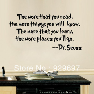 Dr seuss the more that you read wall art vinyl decals letters love ...