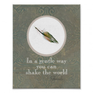 Ghandi quote poster original feather photo art