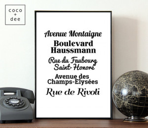 Paris city print, fashion quotes, typographic print, Paris typography ...
