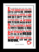 The Killers Mr Brightside song lyric wall art canvas and prints.