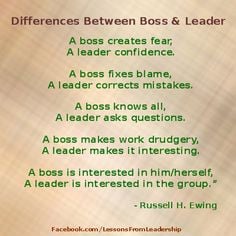 Twitter / LessonsLeaders: A boss creates fear, a leader ... More