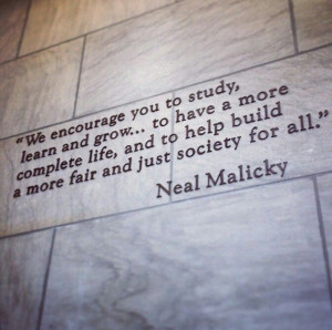 Quote inside the lobby of Malicky Hall
