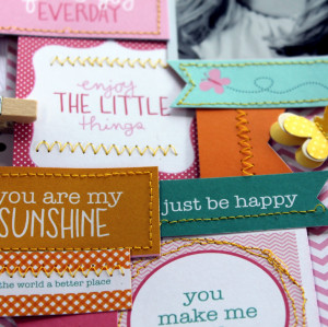 cut up the quotes or sayings, and added sewing