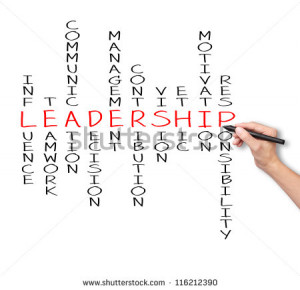 hand writing leadership skill concept by crossword of influence ...