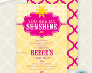 CUSTOM Color - PRINTABLE INVITATION - You Are My Sunshine - Girl First ...