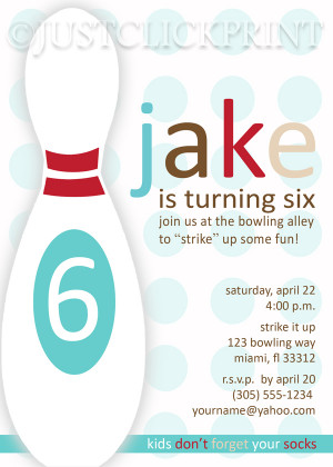 Retro Modern Bowling Party Birthday Invitation Printable - Thumbnail 1