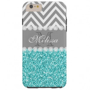 PURPLE GLITTER BLACK CHEVRON MONOGRAMMED TOUGH iPhone 6 PLUS CASE