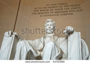 Abraham Lincoln statue in the Lincoln Memorial in Washington DC
