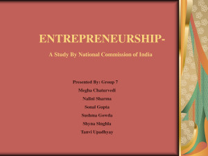 ENTREPRENEURSHIP - A Study By National Commission of India by ...