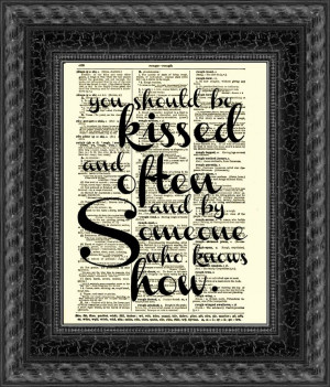 You Should Be Kissed Art Print, Rhett Butler Quote, Dictionary Print ...