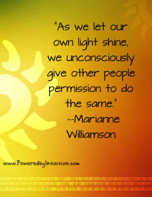 Marianne Williamson quote about shining our light