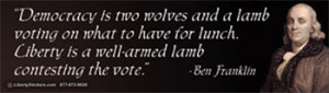 Benjamin Franklin Democracy Quote Bumper Sticker